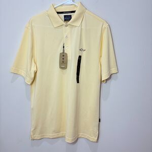 Greg Norman NWT Five Iron Short Sleeve Polo Men S Yellow Golf Shirt UPF30 Preppy